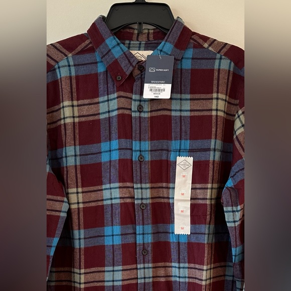 St Johns Bay Men’s Burguny Multi Plaid Button Down Flannel Shirt NWT Siz… - Picture 8 of 8